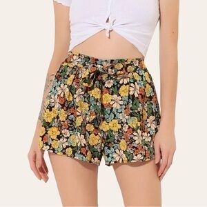 Allegra K Women's Printed Elastic Tie High Waist Culottes Beach Summer Shorts 💕